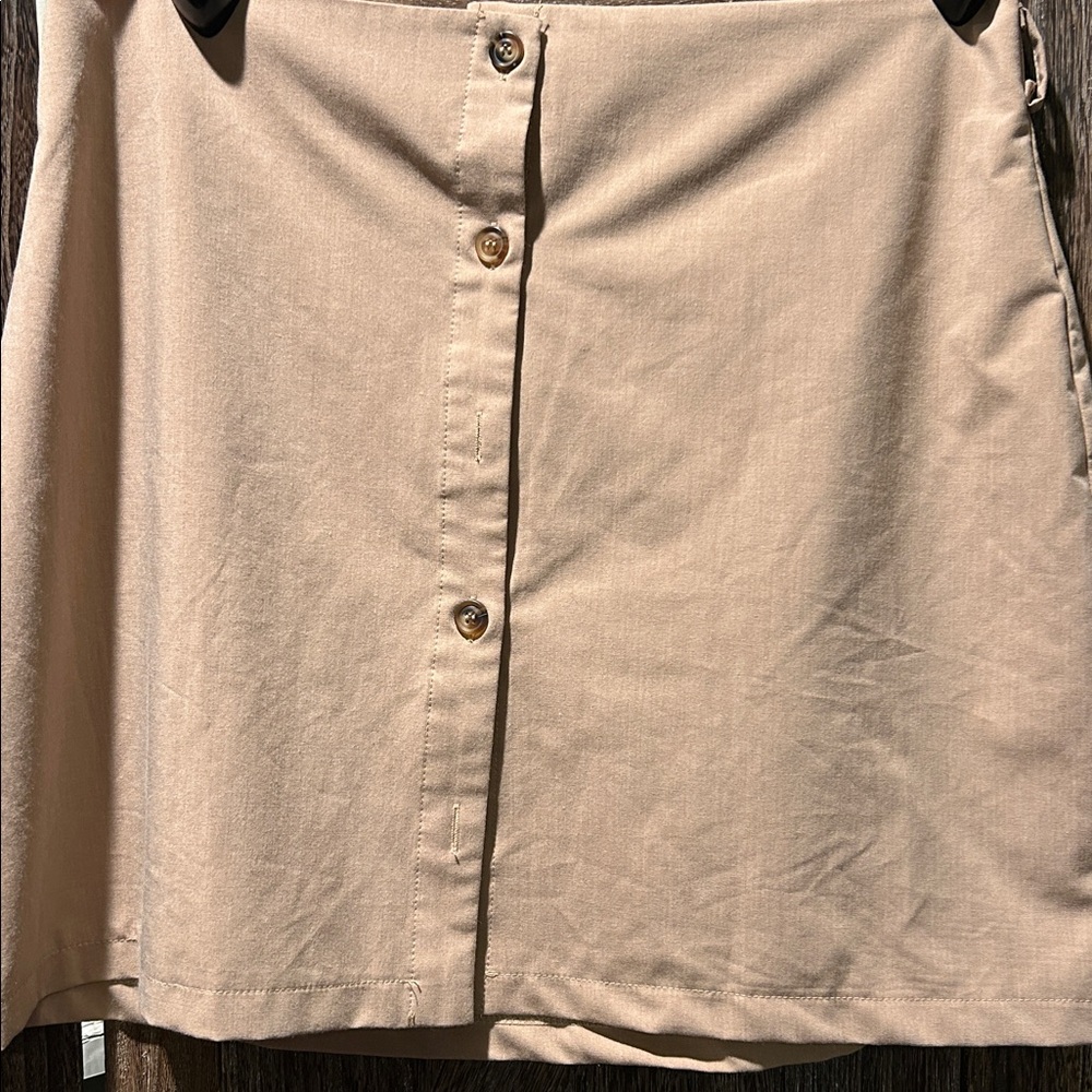 SHEIN Tan Skirt with Button Detail